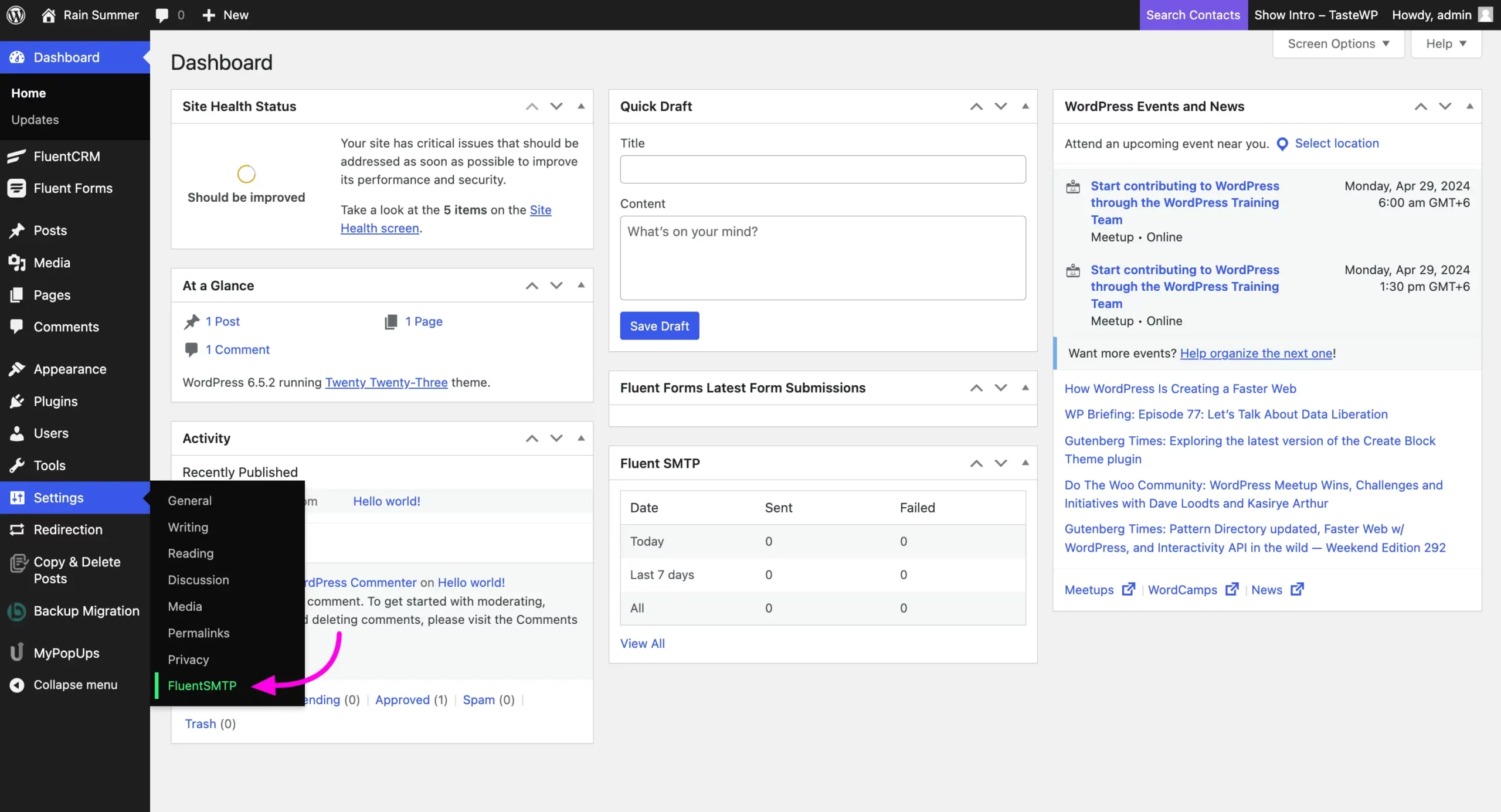 Dashboard Of Fluent Smtp 1 Scaled