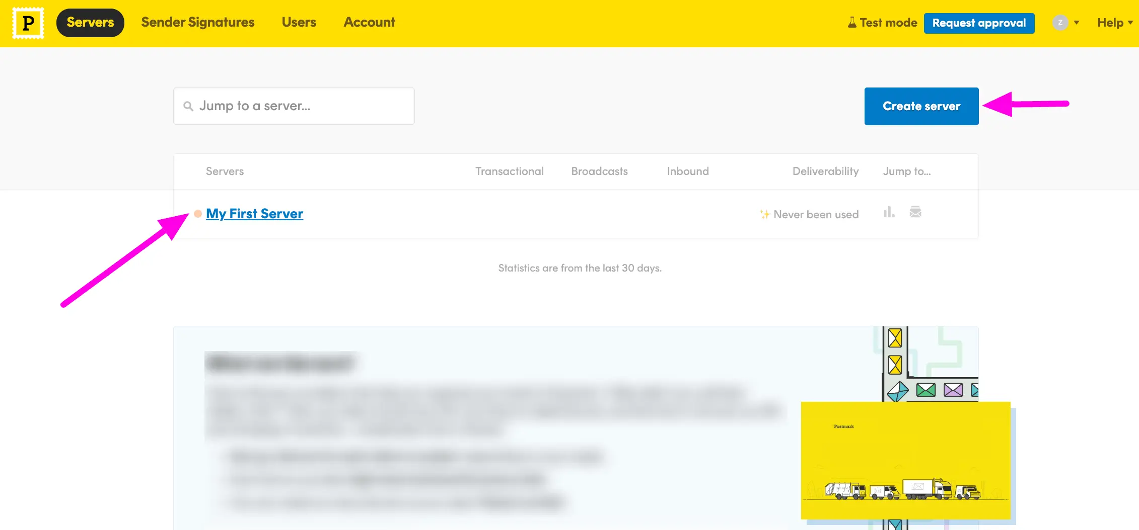 Select Server In Postmark Account