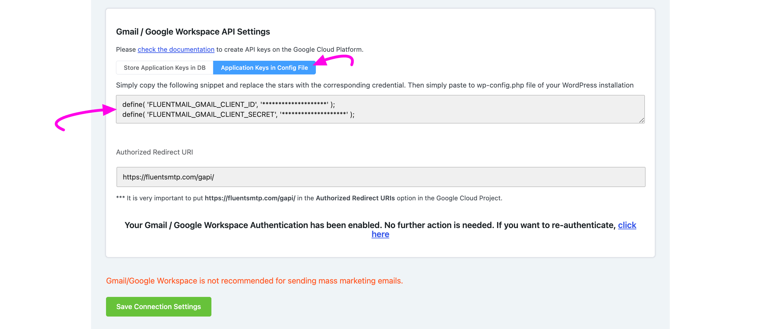28. Gmail API Settings Detail