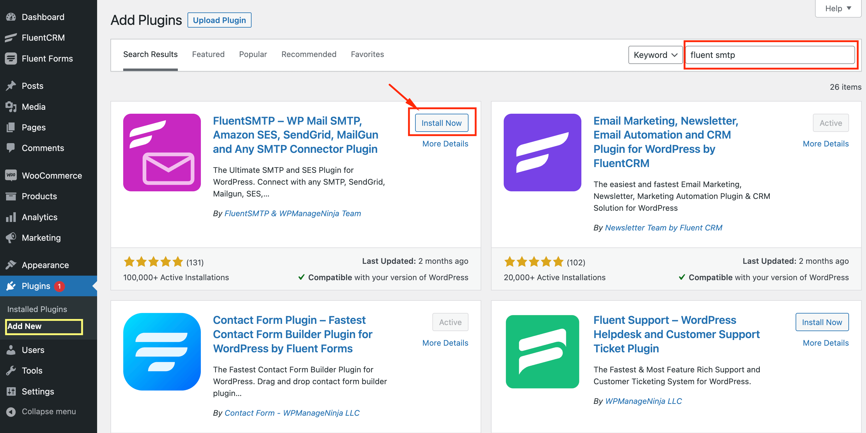 Fluent Smtp Install